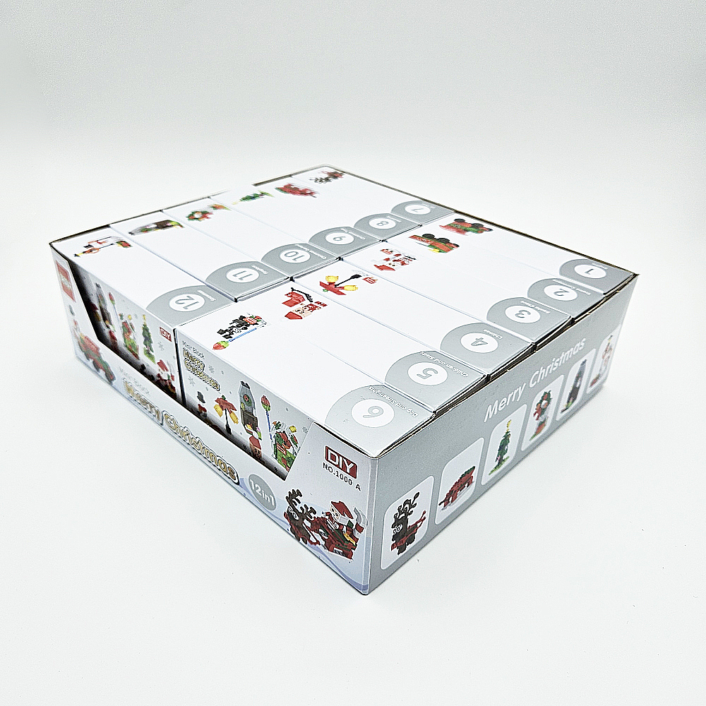 1500 메리 크리스마스 블럭 1개 랜덤 - 12종디자인 장식 미니어처 놀이 선물용 기념품