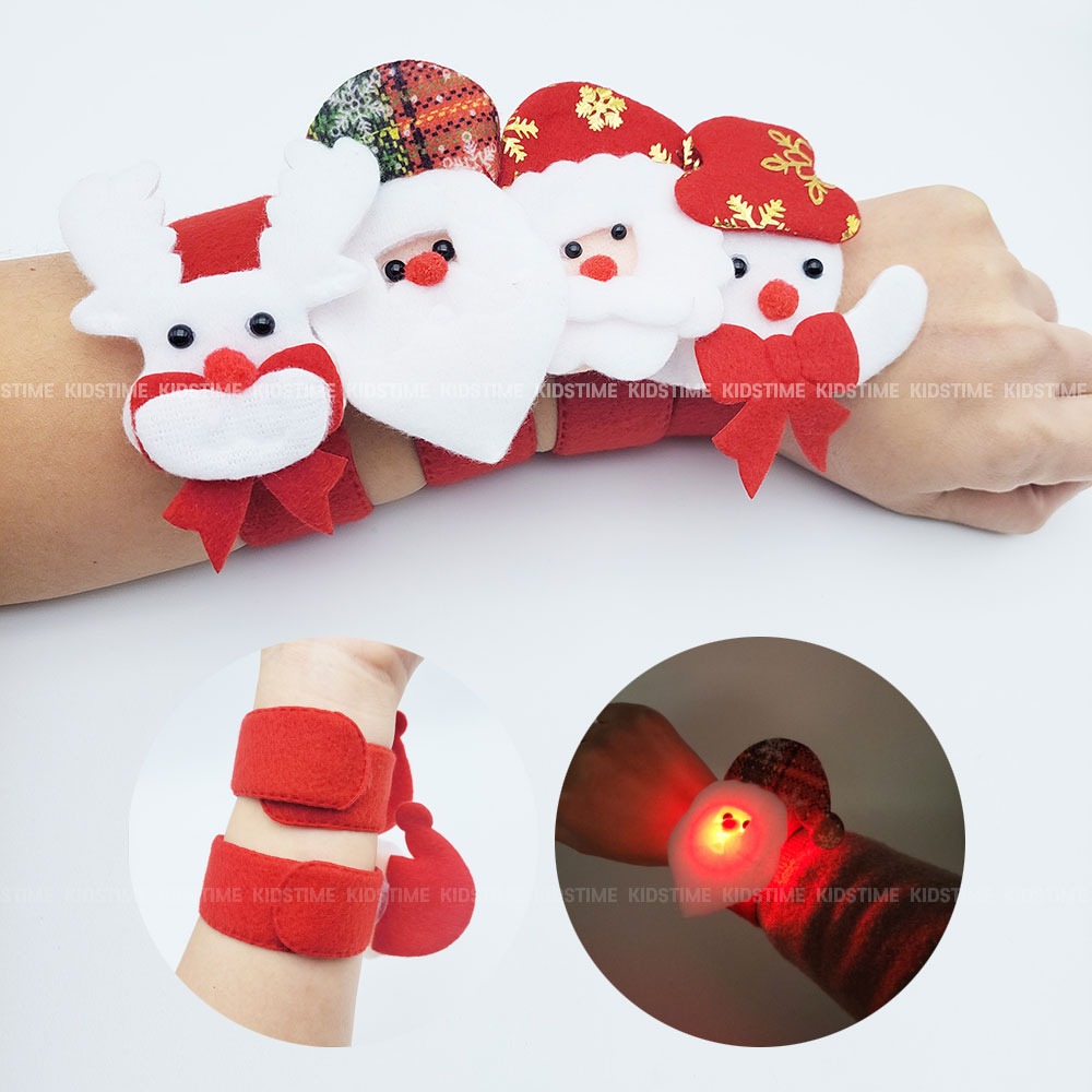 1500 크리스마스 불빛 봉제 손목밴드세트 11+1개-산타 루돌프 눈사람 LED 손목밴드 라이트 팔찌