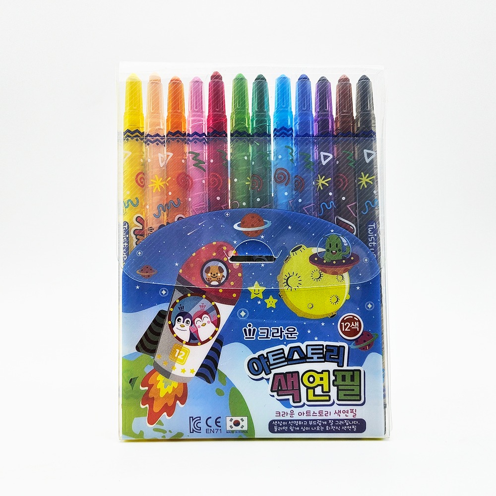 4000 크라운 아트스토리 12색 색연필 12개묶음 - 유치원 초등학교 필수 학용품 색연필 답례품 단체선물