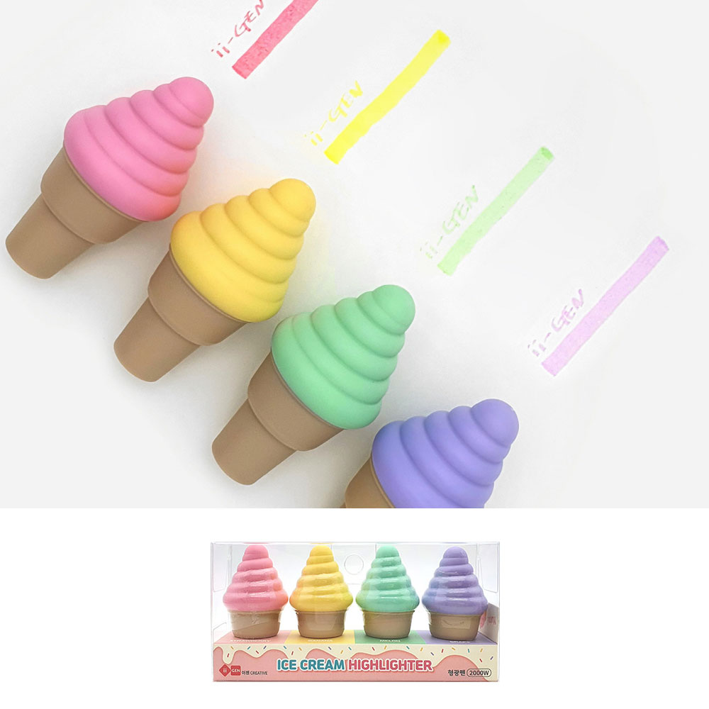 2000 아이스크림 형광펜세트 12개입1박스-4색 미니형광펜