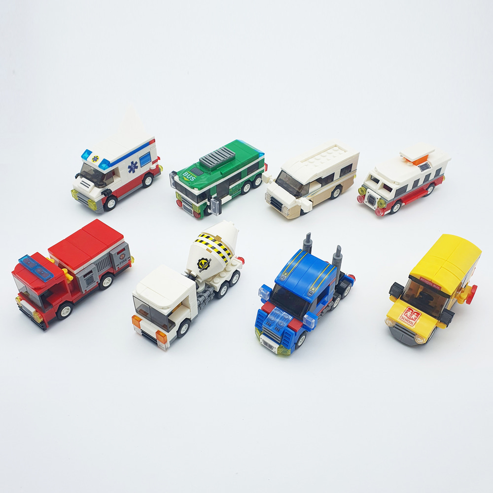 5000 자동차 시리즈 블럭 8개묶음-미니 자동차블럭 어린이집 유치원 답례품