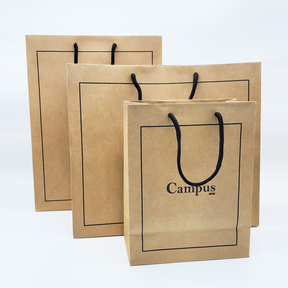 캠퍼스 크라프트 쇼핑백 S 10개묶음-심플한 크라프트지 종이쇼핑백