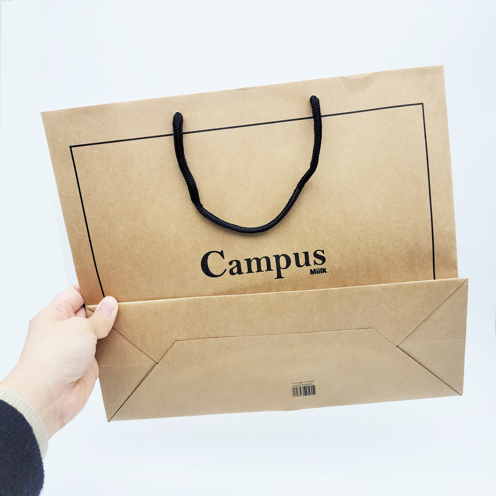 캠퍼스 크라프트 쇼핑백 가로형 10개묶음-심플한 크라프트지 종이쇼핑백