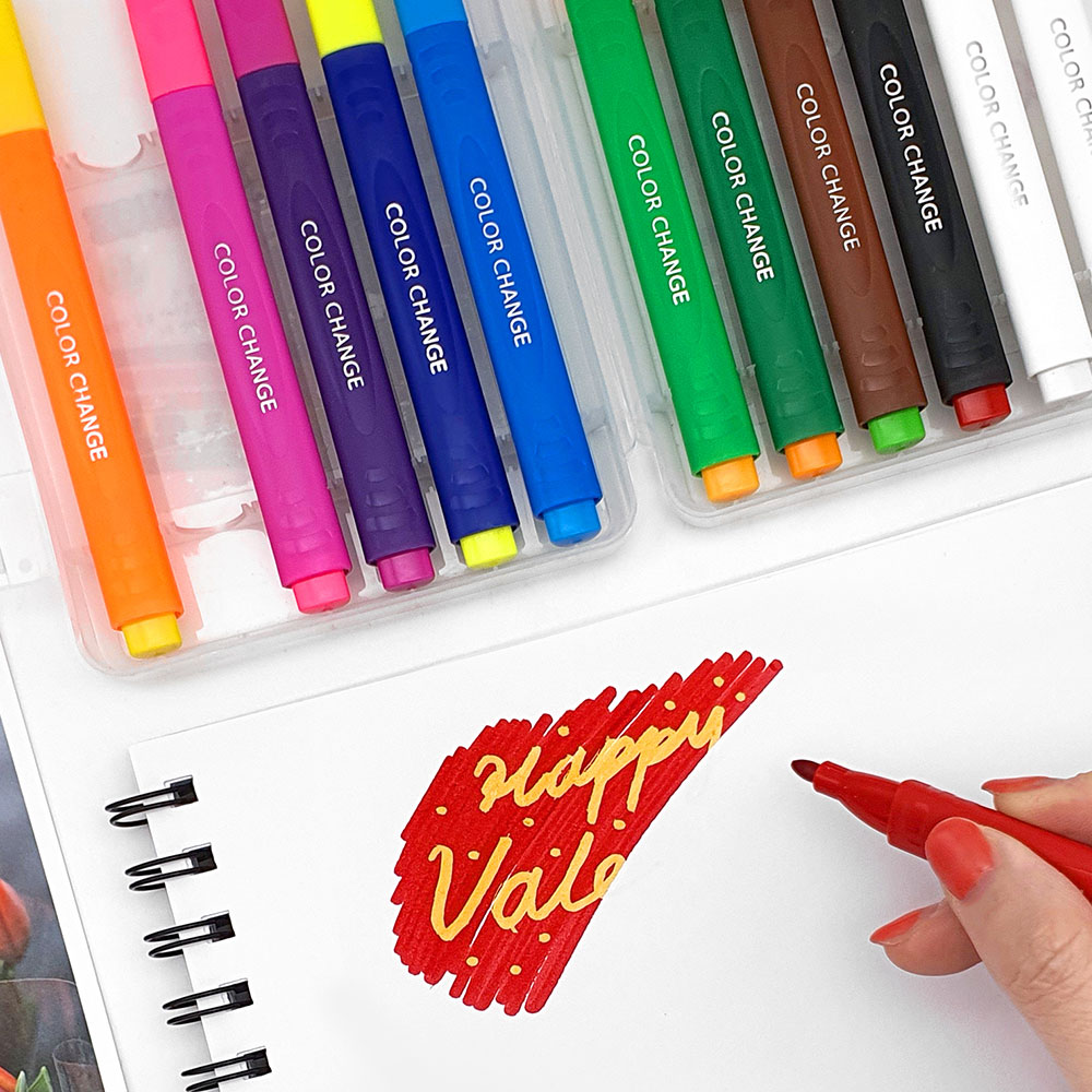 4500 컬러체인지펜 세트 12개묶음 - 색깔이 변하는 신기한 펜 학습용 놀이용
