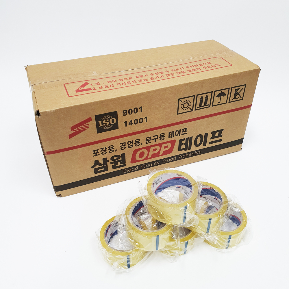 [무료배송] 중포장 OPP 박스테이프 50m 50개입 1박스- 투명 황색