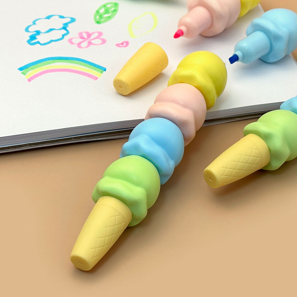 3000 아이스크림 형광펜 1개 랜덤-4색 형광펜