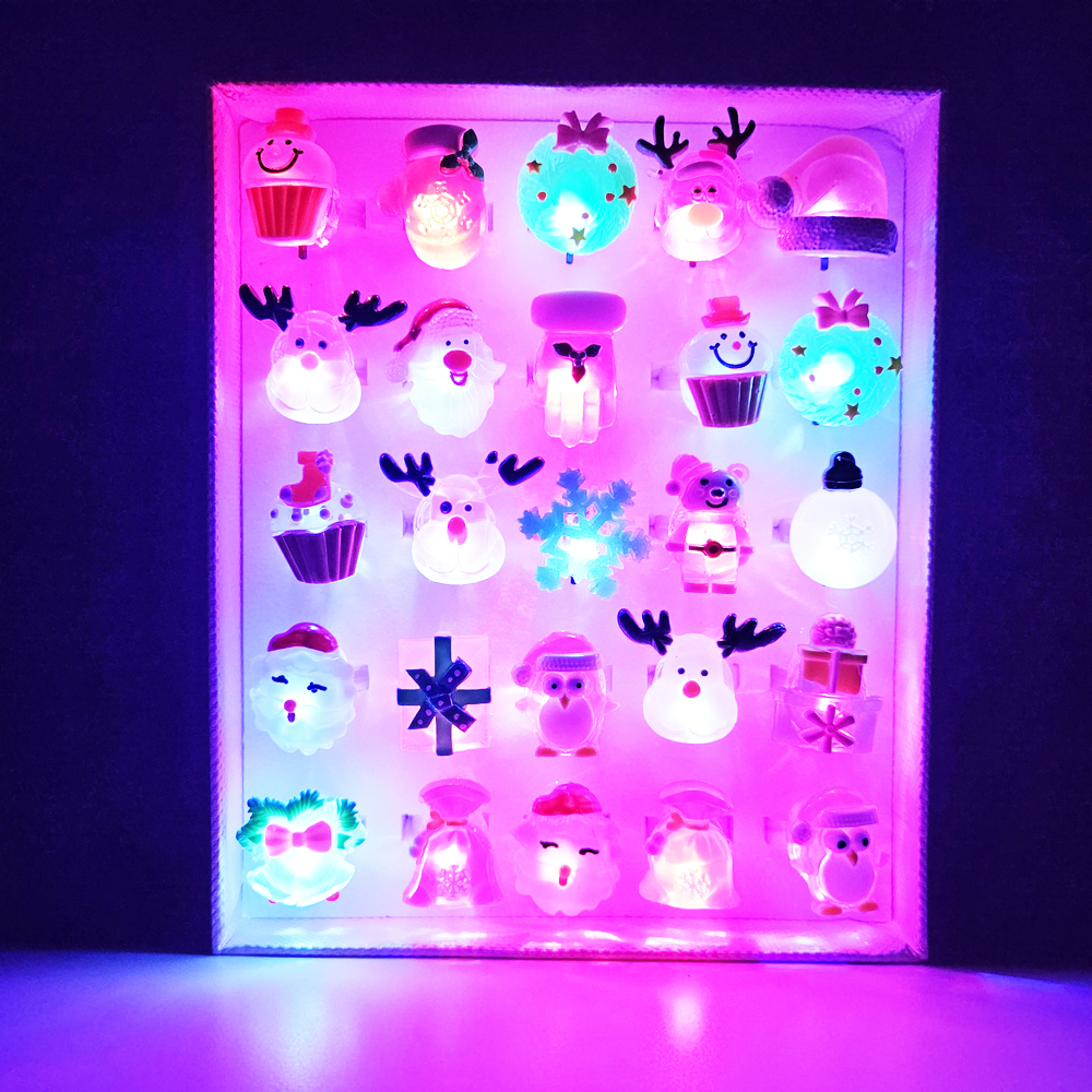 1000 야광 라이트반지 크리스마스 파티용품 25개입 1박스 - LED 불빛 야광 파티 모임 인싸템 축제 기념일 생일