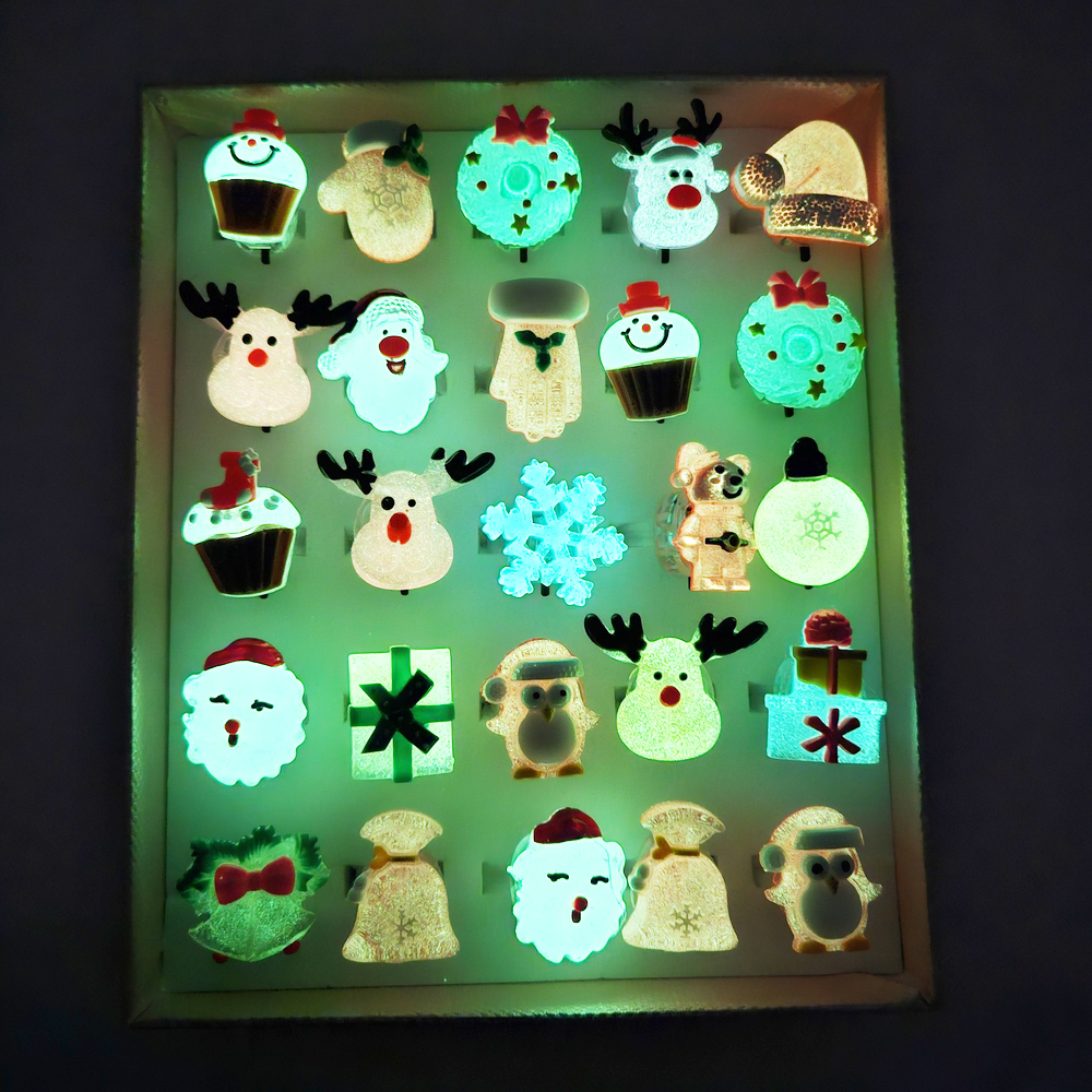 1000 야광 라이트반지 크리스마스 파티용품 25개입 1박스 - LED 불빛 야광 파티 모임 인싸템 축제 기념일 생일