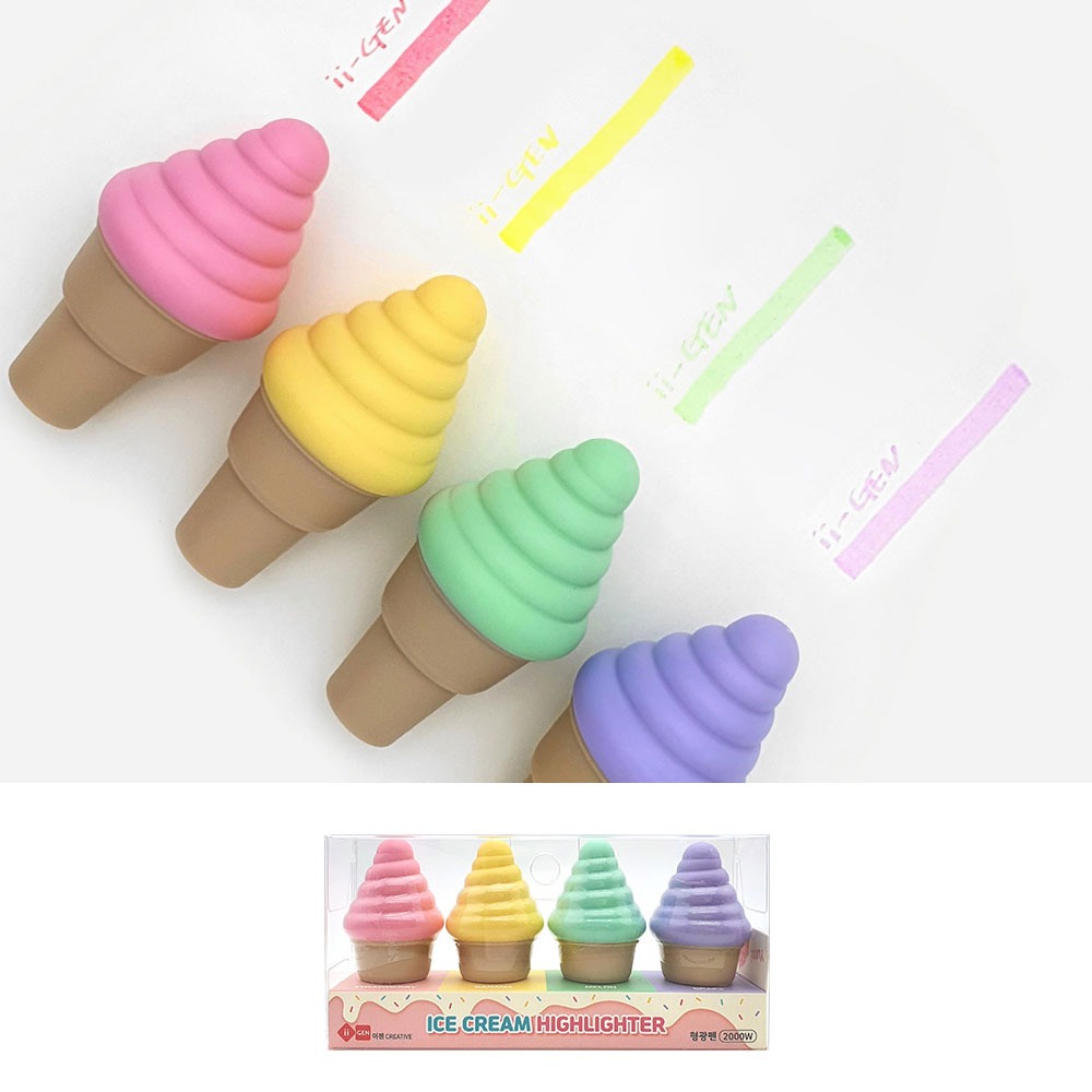 2000 아이스크림 형광펜세트 1개-4색 미니형광펜