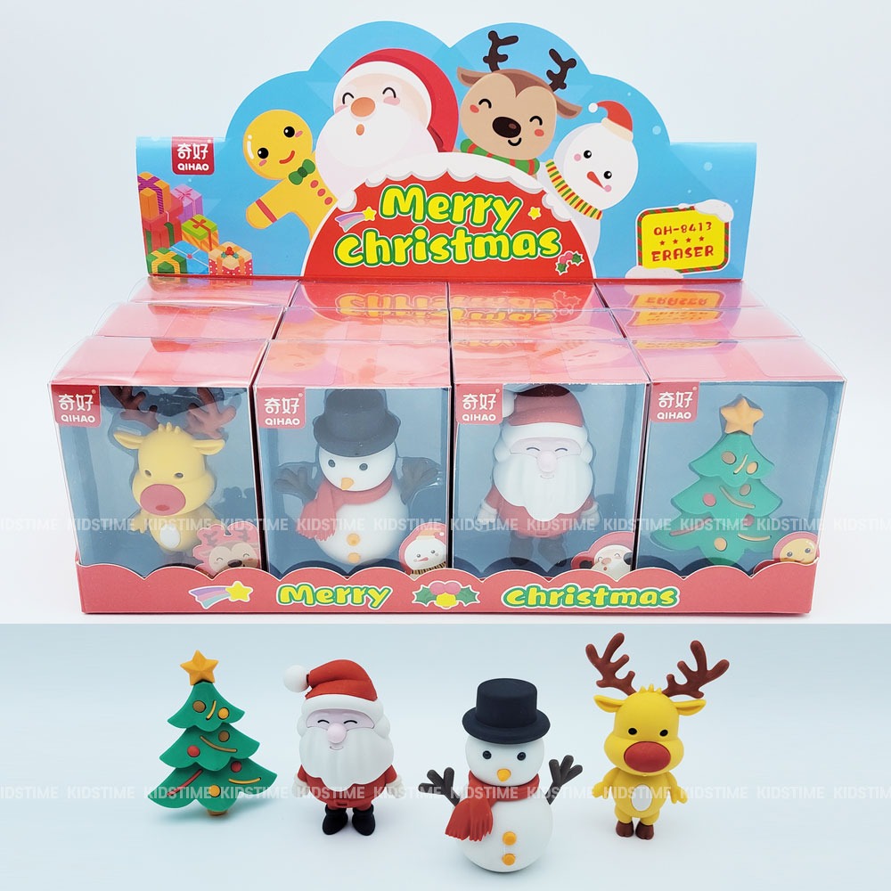 크리스마스 BIG 피규어 지우개 12개입 1박스-크리스마스 단체선물 문구 캐릭터 산타 눈사람