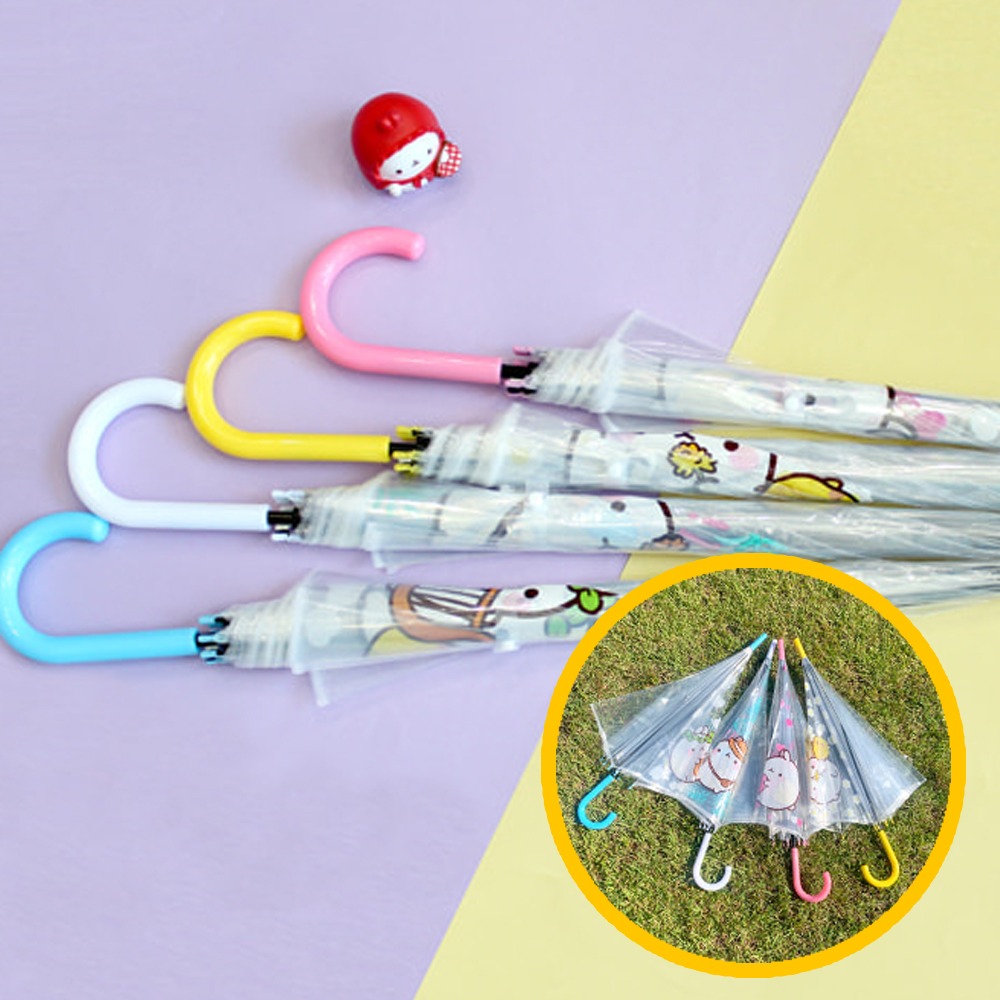 6000 몰랑 투명 우산 4개묶음 - 60cm 고급 캐릭터 투명 비닐 우산